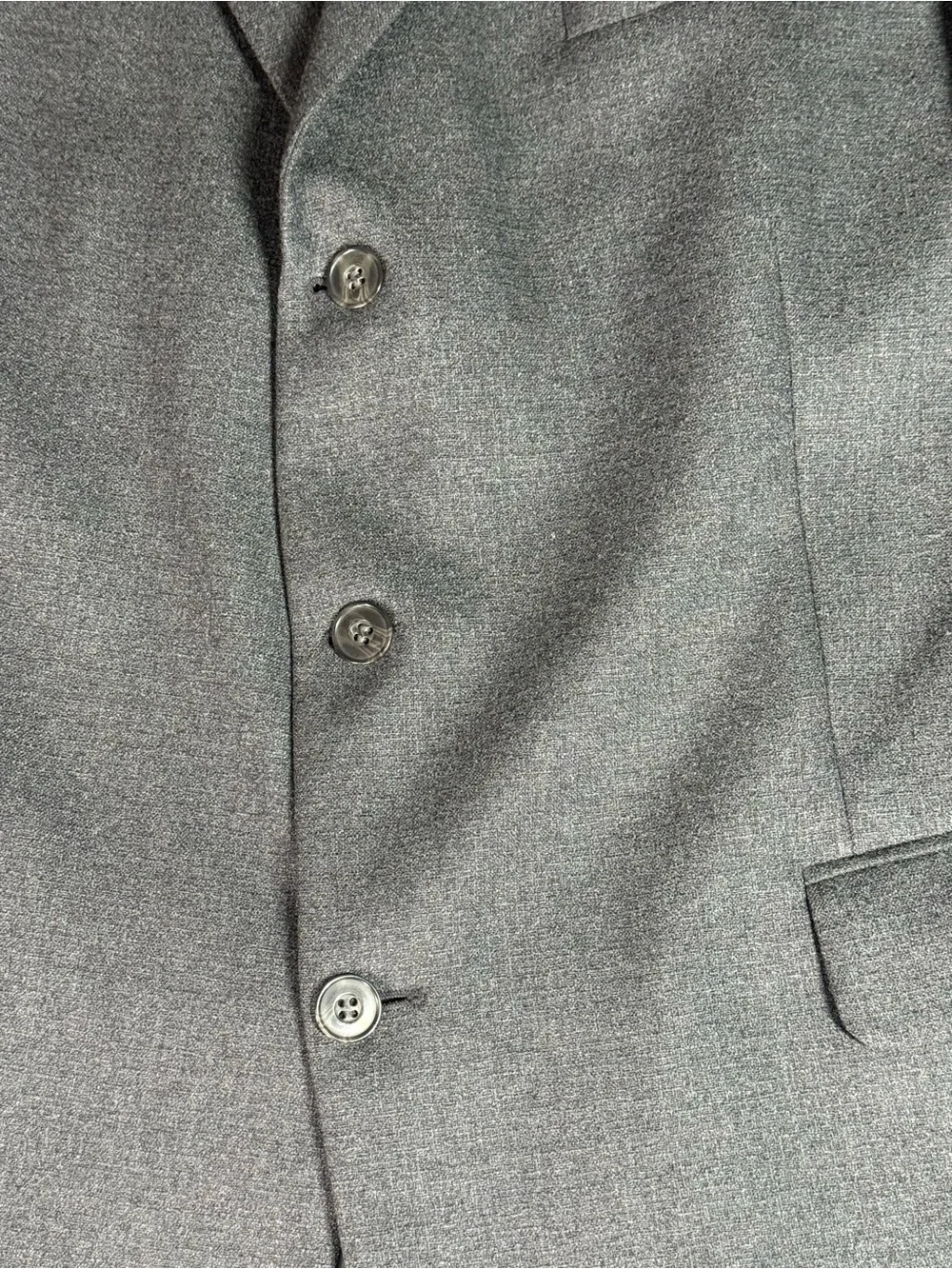 VTG Tom James Innocenti 100% Wool Men’s Three Button Sport Coat Blazer Grey 48L